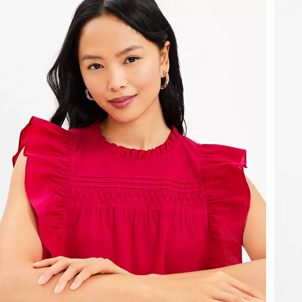 Red Ruffle Sleeve Top - Picture 2 of 4